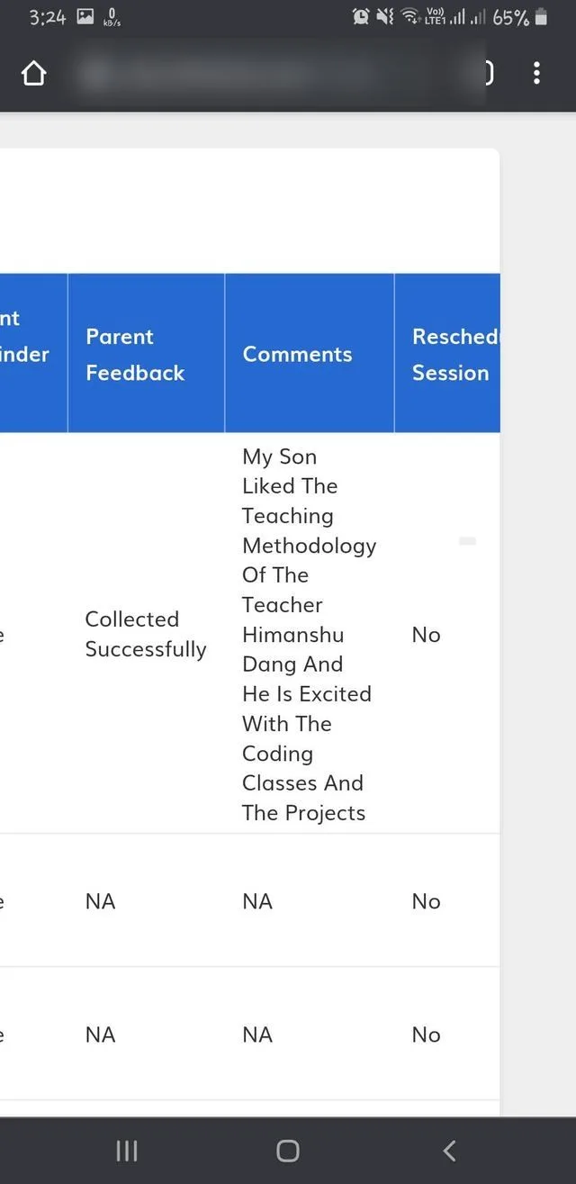 Official parent-teacher meeting feedback